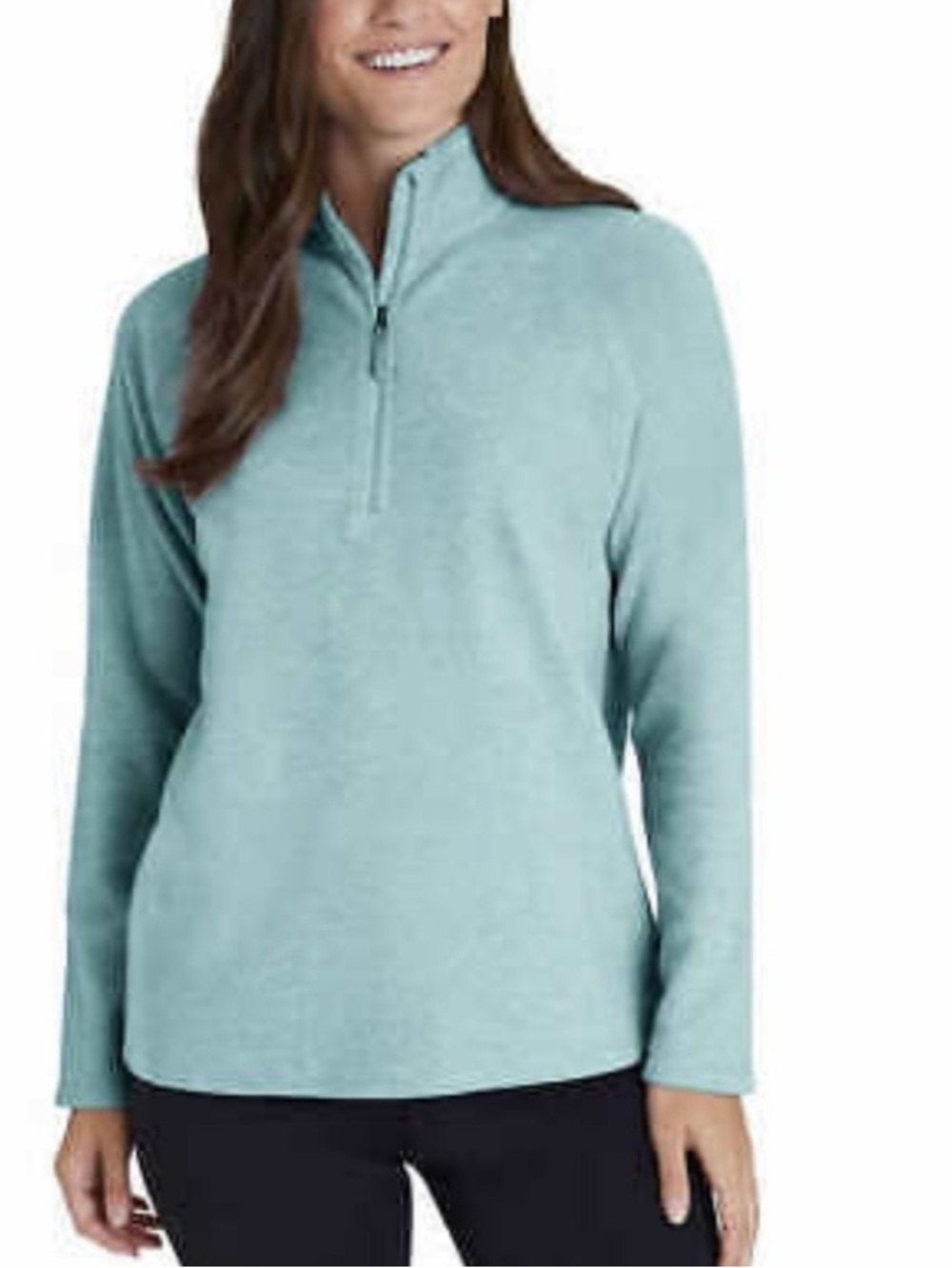 NWT Eddie Bauer Womens 1/4 Zip Pullover Sea Blue Fleece Sz M